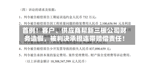 首例！客户、供应商帮新三板公司财务造假	，被判决承担连带赔偿责任！-第3张图片