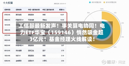 工信部最新发声！事关算电协同！电力ETF华宝（159146）悄然吸金超3亿元！基金经理火线解读！-第2张图片