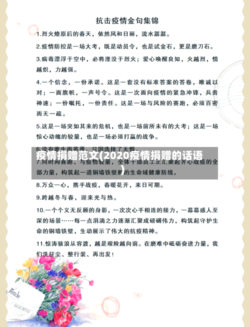 疫情捐赠范文(2020疫情捐赠的话语)-第3张图片