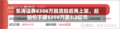 东海证券8300万股流拍后再上架，起拍价下调5350万至3.2亿元-第2张图片