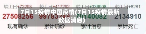 7月15疫情中国疫情(7月15疫情最新数据消息)-第3张图片