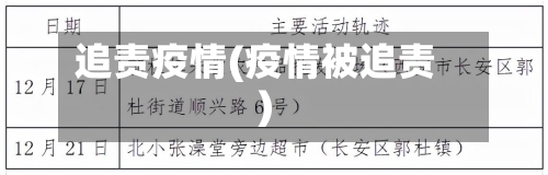 追责疫情(疫情被追责)