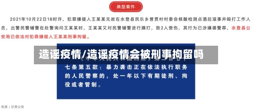 造谣疫情/造谣疫情会被刑事拘留吗-第3张图片