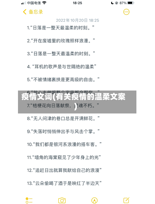 疫情文词(有关疫情的温柔文案)