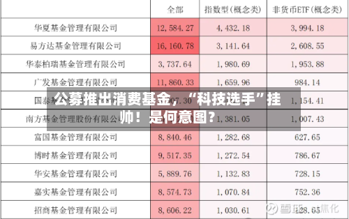 公募推出消费基金，“科技选手”挂帅！是何意图？-第2张图片